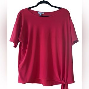Roz & Ali Size 1X Red Short Sleeve Blouse